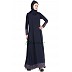 A-line abaya with printed border- Blue A-line abaya with printed border- Blue